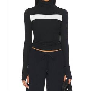 NEW SPLITS59 lennon rib turtleneck top in black/white